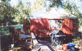 Yurt connected to bath house